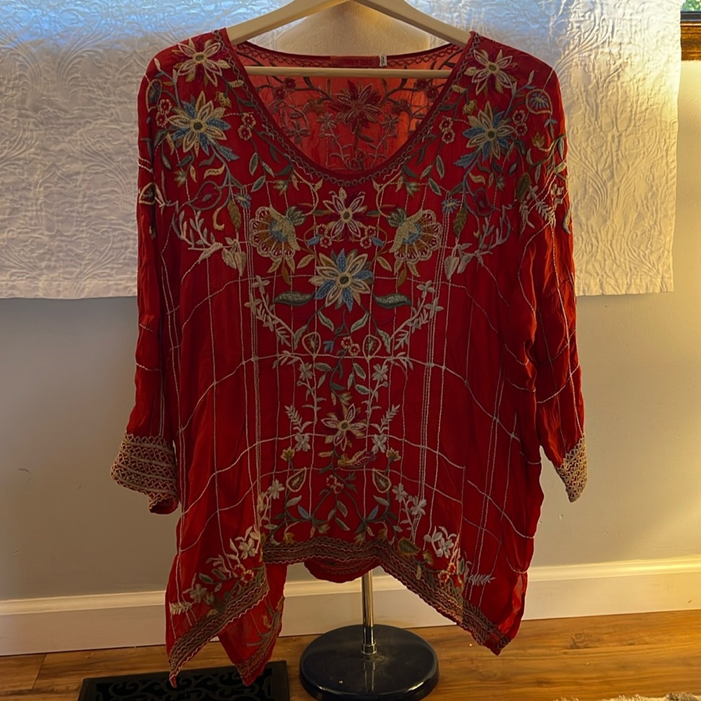 Johnny Was Embroidered Red Women's Top - Picture 3 of 11
